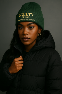 GUILTY Brand Embroidered Beanie – Forest Green