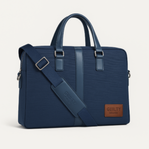 Guilty Brand™ Prestige Messenger Bag — Navy Blue (Leather Patch Edition)